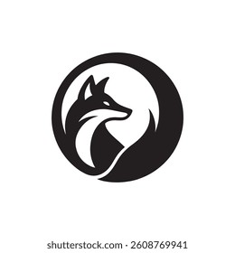 Fox animal black solid silhouette vector logo icon design on white background