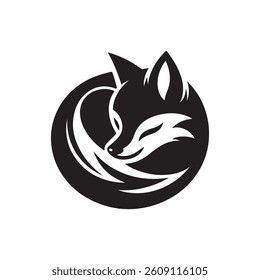 Fox animal black solid silhouette vector logo icon design on white background