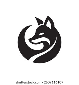 Fox animal black solid silhouette vector logo icon design on white background
