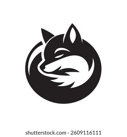 Fox animal black solid silhouette vector logo icon design on white background