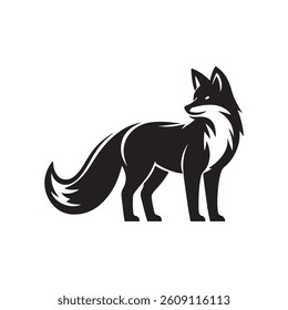 Fox animal black solid silhouette vector logo icon design on white background
