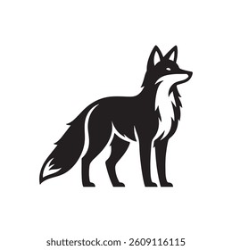 Fox animal black solid silhouette vector logo icon design on white background
