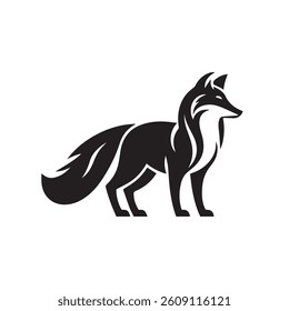 Fox animal black solid silhouette vector logo icon design on white background