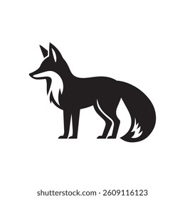 Fox animal black solid silhouette vector logo icon design on white background