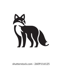 Fox animal black solid silhouette vector logo icon design on white background