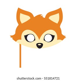 Fox animal carnival mask vector illustration in flat style. Red fox with triangular ears. Funny childish masquerade mask isolated on white. New Year masque for festivals, holiday dress code for kids