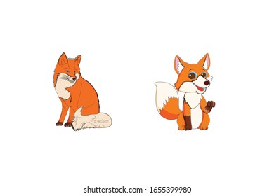 Fox Animal Cartoon Vector Illustration