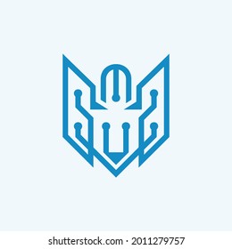 Fox Animal Circuit Logo Design