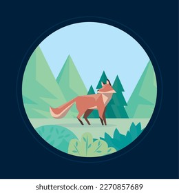 fox animal in circular frame scene