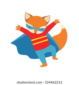 Fox Animal Dressed As Superhero With A Cape Comic Masked Vigilante Character