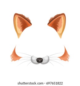 Fox Animal Face Filter Template Video Chat Photo Effect Vector Isolated Icon