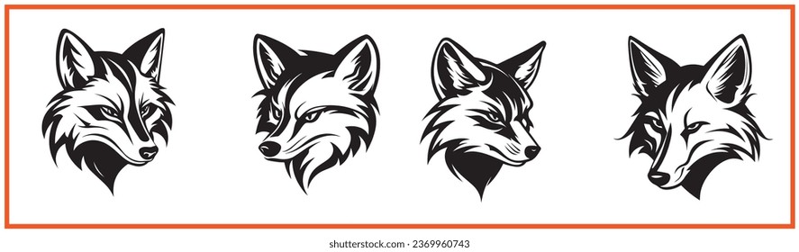 fox animal flat minimal vector logo style silhouette collection