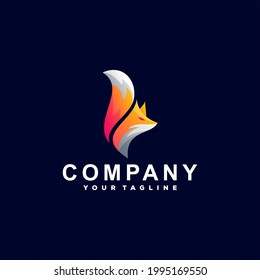 fox animal gradient logo design