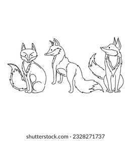 fox, animal, isolated, wild, illustration, vector, nature, art, cute, character, wildlife, cartoon, design, set, drawing, mammal, orange, tail, graphic, fur, hand drawn doodle illustrations vector set