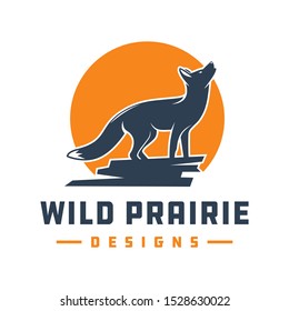 Fox animal logo design on the stone