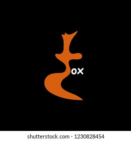 Fox, animal logo. Hand drawn lettering. Doodle. Creative  design.  Modern, children's style.  Fashion print for clothes, cards, picture banner for websites. Vector illustration