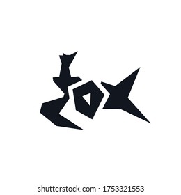 Fox animal logo icon sign Hand drawn Lettering Abstract geometric creative modern design sport style Fashion print product food shop store clothes card badge element banner poster emblem Vector