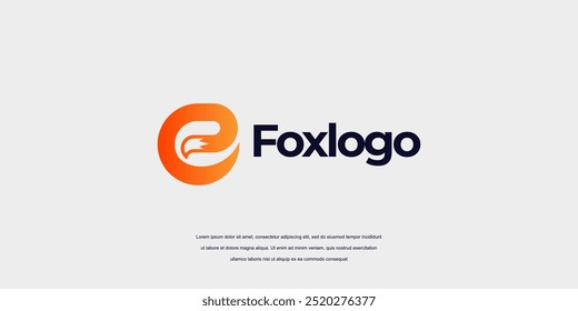 fox animal logo letter E combination