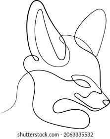 Fox animal modern simple design concept logo in vector line art. Continuous one line drawing of fox silhouette isolated on white background. Pretty Fox illustration for background, logo, tattoo