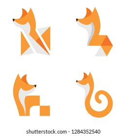 Fox Animal Set Idea Abstract Modern Business Illustration Vector Logo
