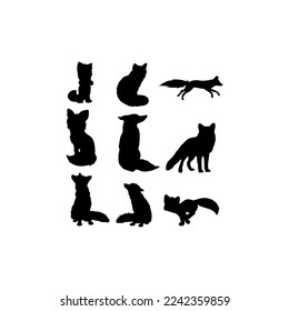 Fox animal set silhouette design