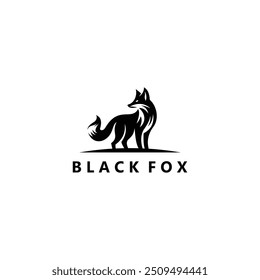 fox animal silhouette logo standing facing back vector illustration