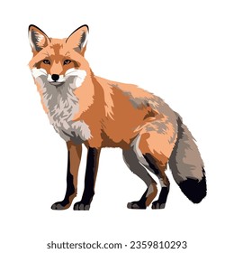 fox animal standing icon isolated illustration