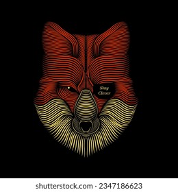 fox animal stay clever art line, Graphic design print t-shirts fashion, illustration, vector, posters, cards, stickers, mug