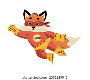 Fox Animal Superhero Character Dressed in Mask Vector Illustration