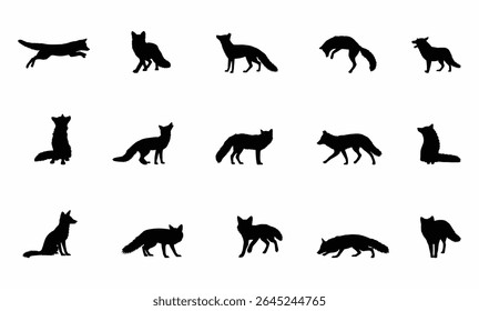 fox animal vector silhouette bundle for any design purpose