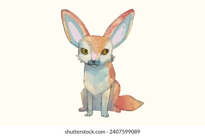 Fox, ilustración del vector de acuarela de fauna silvestre animal.