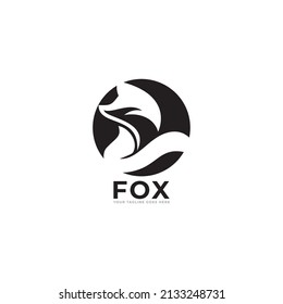 fox art back view logo vector template.