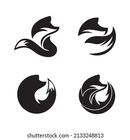 fox art back view logo vector template.