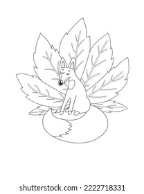 Fox. Autumn leaf. Vector illustration.