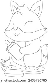 Fox Baby bottle Animal Vector Graphic Art Illustration