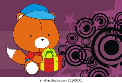 fox baby cartoon background in vector format