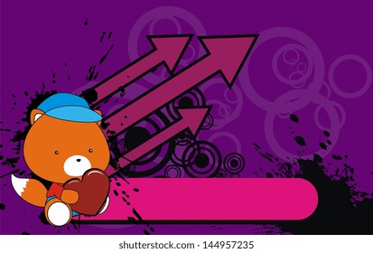fox baby cartoon love heart background in vector format