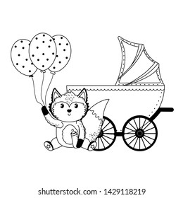 Fox and baby shower symbol design