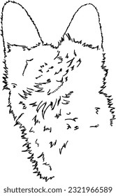 Fox back view head rejected wild animal doodle linear cartoon coloring