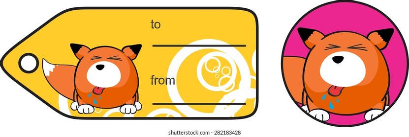 fox ball cartoon giftcard isolated set in vector fromat very easy to edit