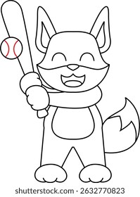 Fox Baseball Baseball bat Animal Vector Graphic Art Illustration