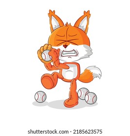 the fox baseball pitcher cartoon. cartoon mascot vector