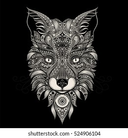 Fox beautiful vector patterns on a black background