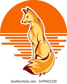 fox behind the sunset vector illustration