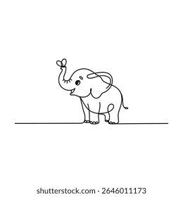 fox bird horse elephant single line art
