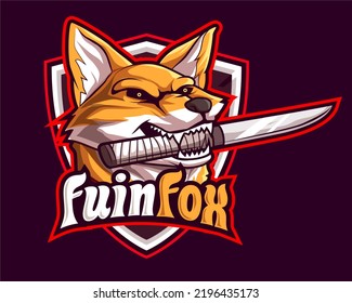 fox bite knife fuinjutsu mascot logo illustration