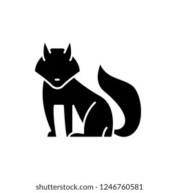 Fox black icon, vector sign on isolated background. Fox concept symbol, illustration 