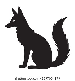 Fox black silhouette flat vector illustration on white background