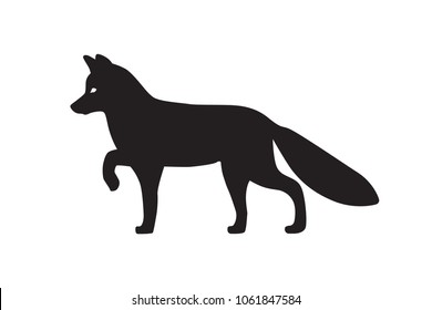 Fox. Black silhouette, isolated. Vector template for laser cutting