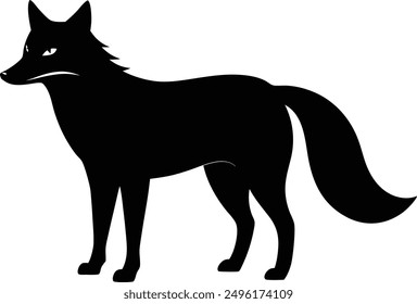 fox black Silhouette vector art Illustration with white background